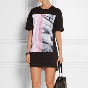 HELMUT LANG Mason Print Magna Sweatshirt Dress Black 100% Cotton